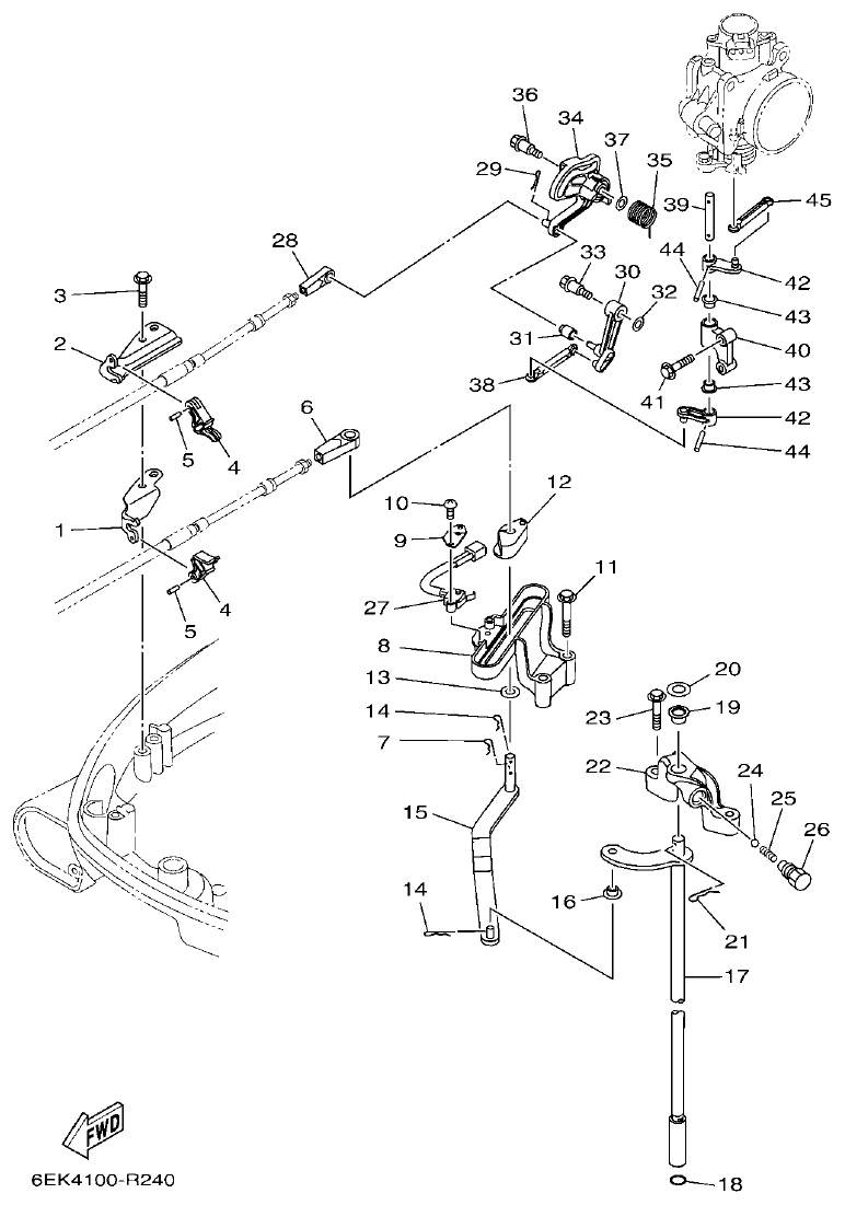 Yamaha F115B, FL115B, FL115BET CONTROL parts diagram